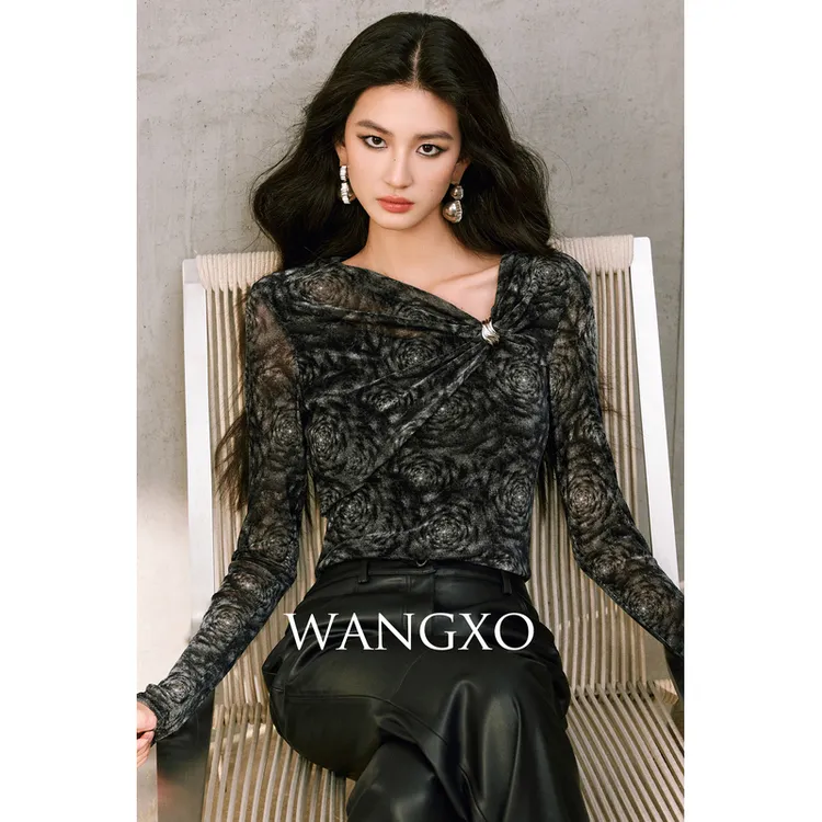 WANGXO 复古印花金属袢上衣2531279W