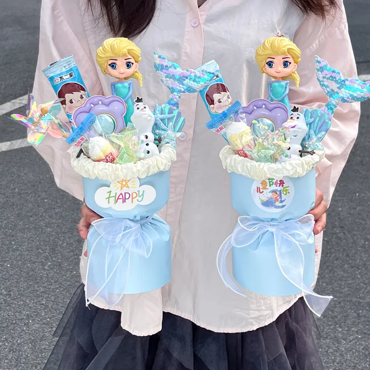 艾莎公主玩偶零食花束儿童节生日创意惊喜礼物送女孩
