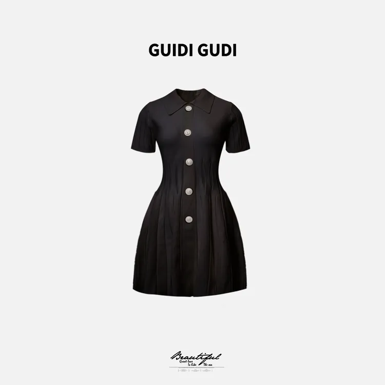 GUIDI GUDI【溪山月】韩系御姐范连衣裙 /黄加蓝