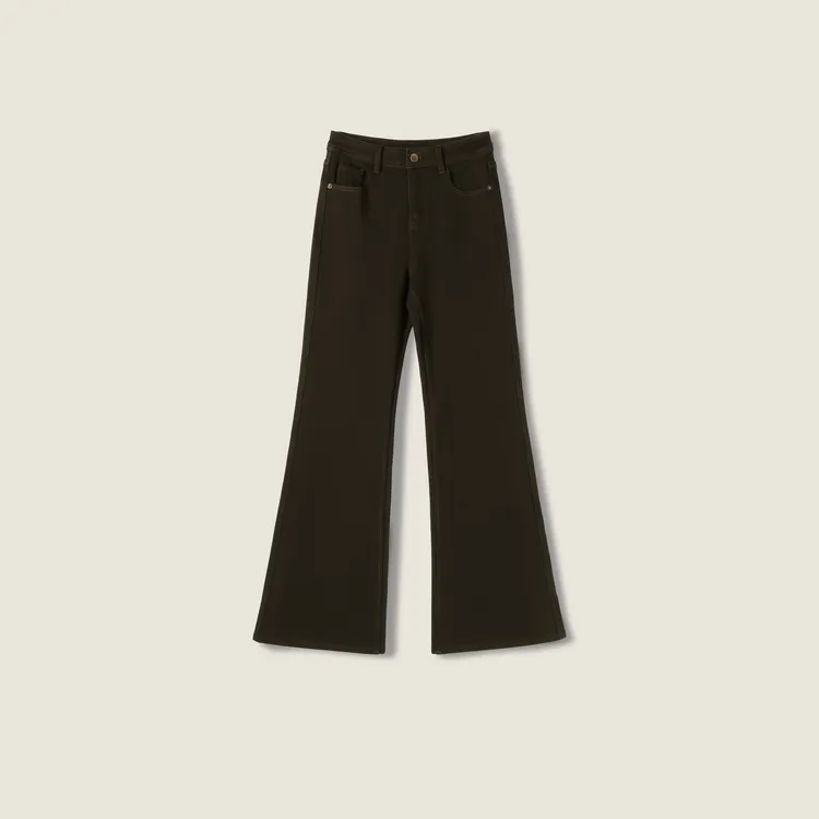 菠萝宝宝yuna【山语】加绒高腰微弹水洗微喇叭百搭牛仔长裤YK22