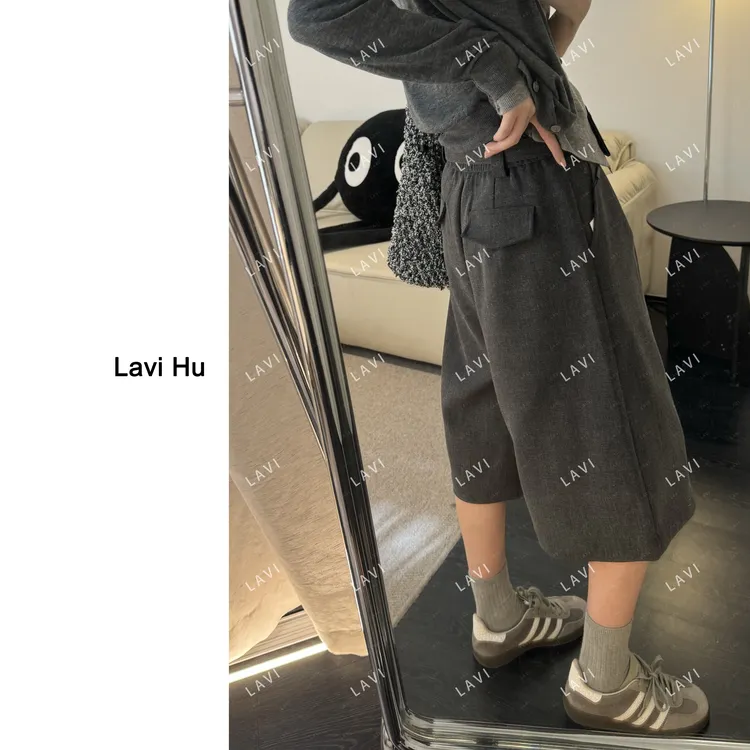 莫斯科冬天 西装中裤百搭秋季复古休闲裤ins阔腿裤K3839