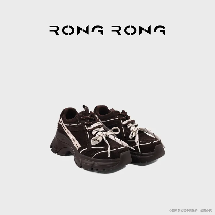 溶溶RONGRONG 真皮牛皮面羊皮垫脚休闲运动服舒适老爹鞋SM5866-8