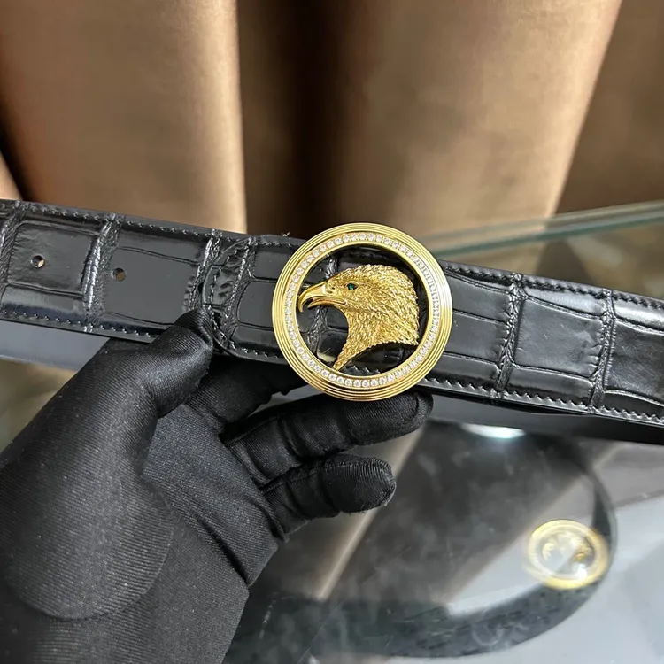 史蒂芬新款百搭男士皮带高档休闲老鹰头牛皮腰带青中老年时尚商务