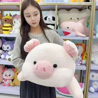 趴款欧貂小猪60厘米毛绒玩具公仔睡觉抱枕长条可爱布娃娃