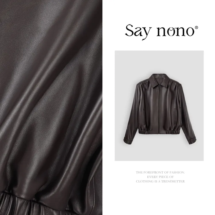 懒猫nono│Saynono 美式复古翻领百搭拉链设计绵羊皮皮衣GB54291YY