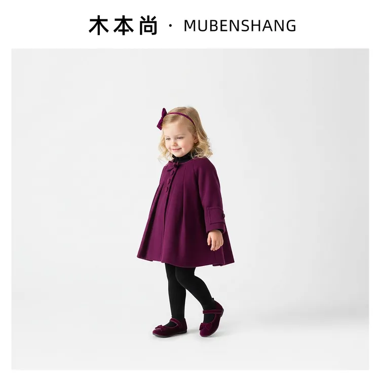 木本尚【英伦风呢子间棉外套】秋冬新款女童法式复古时髦洋气宝宝