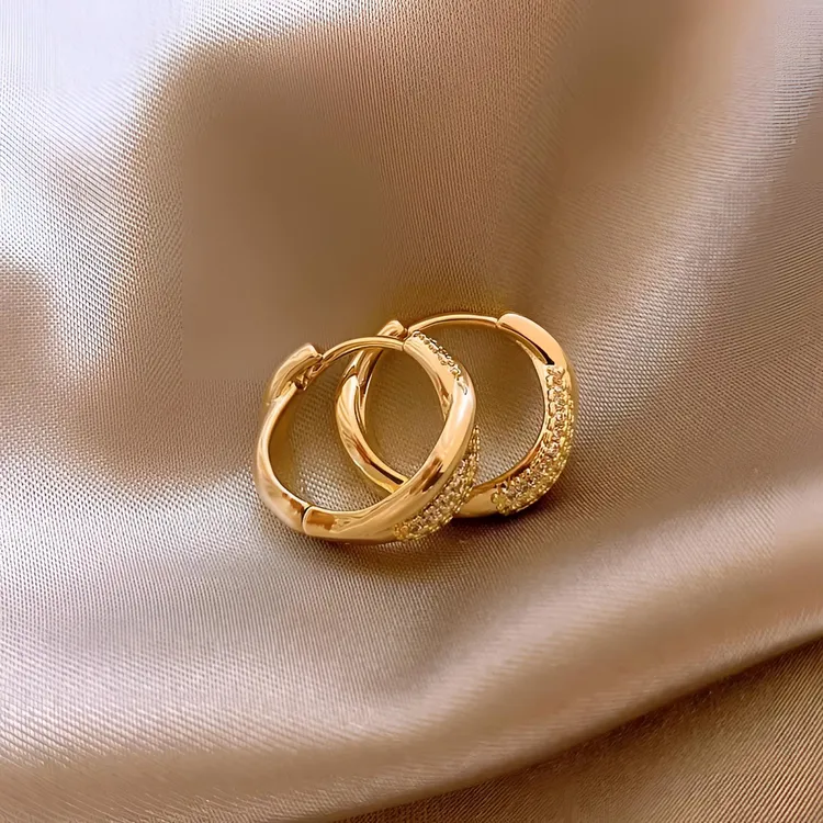 铜合金耳饰 精致金色麻花耳环女气质2025新款耳圈轻奢秋冬款耳扣