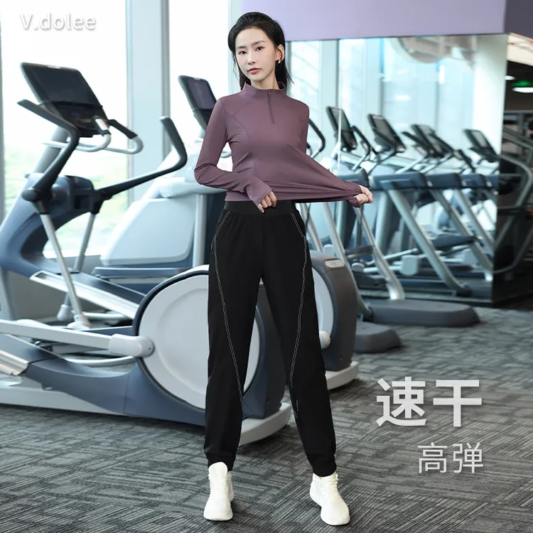 【宽松】女士晨跑运动套装休闲健身跑步速干高弹加绒显瘦瑜伽服1422