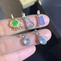 妞妞珠宝翡翠-18K金镶翡翠百搭小滴溜高端多样性发货一件