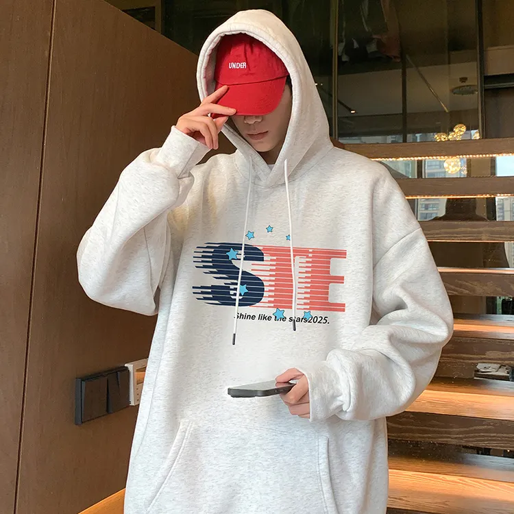 重磅新款春秋款连帽卫衣男冬季加绒加厚潮牌美式休闲宽松学生外套