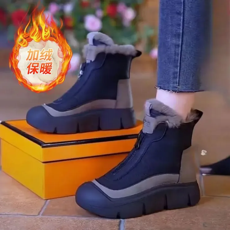 【反季清仓】冬季新款马丁靴女2024加绒保暖高帮增高洋气百搭雪地靴
