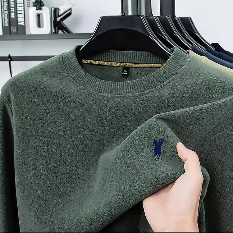 双面奥粒绒卫衣秋冬季刺绣圆领加绒加厚百搭圆领青少年男士上衣