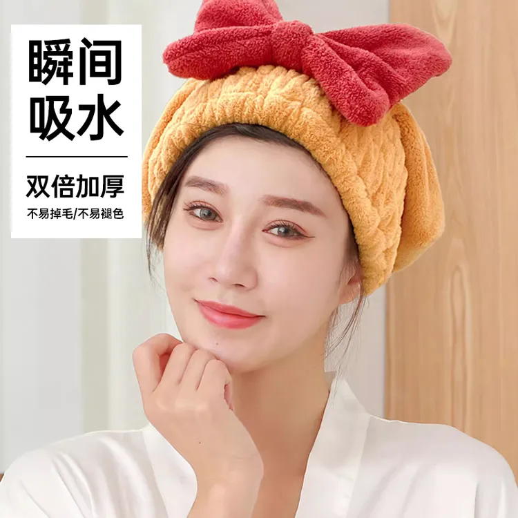 超柔干发帽超级吸水速干帽蝴蝶结新款可爱女生干发巾洗头发浴帽