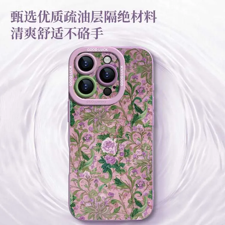 法式国风花朵适用苹果14promax手机壳12iPhone16创意13个性15简约
