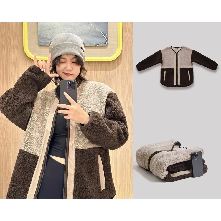 户外山系风！秋冬男女款廓形拼接撞色摇粒绒开衫/加厚保暖时尚外套