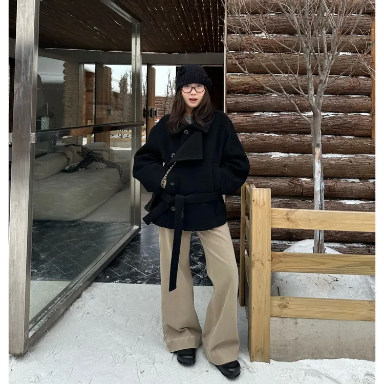 Our2【金*敏喜大衣】秋冬羊毛设计感韩版百搭大衣【X5855】