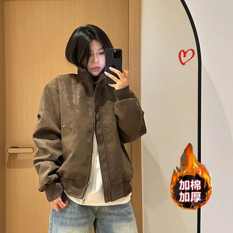 BISEGRLIN男士潮流夹克休闲皮衣防水秋冬季加绒加厚大码立领外套