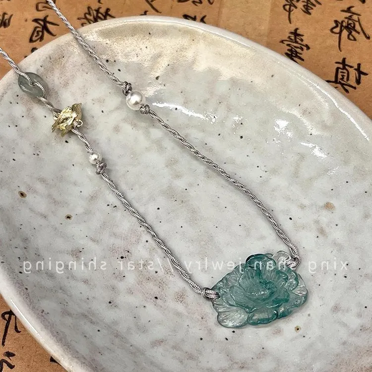 钛钢锆石项链 「燕停」牡丹云编织项链小众设计感锁骨链百搭吊坠新