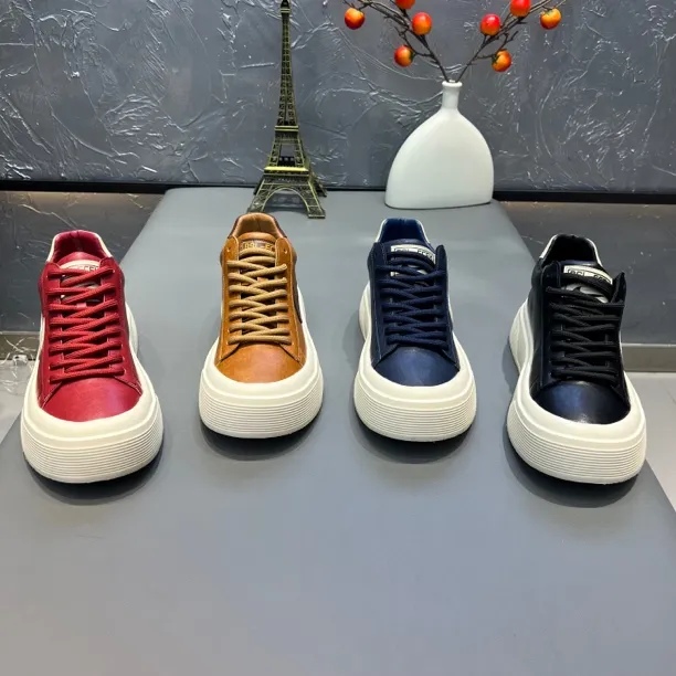 E1132秋冬新款皮面男鞋舒适百搭休闲鞋男士厚底运动鞋男（皮鞋码