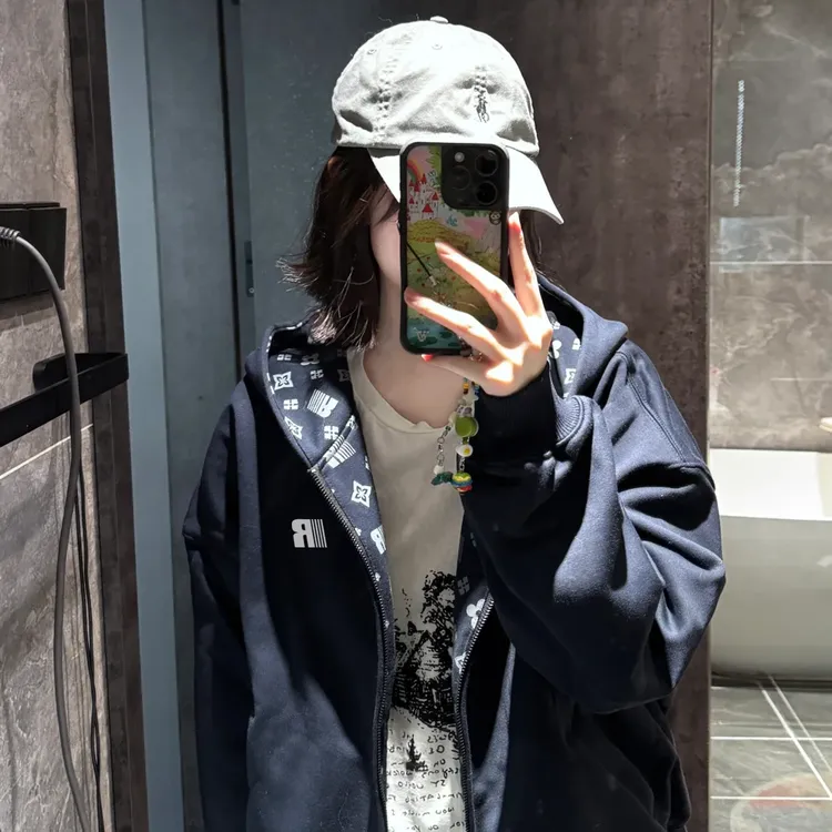 美式简约字母印花连帽花纹卫衣外套秋冬季宽松休闲连帽开衫上衣潮