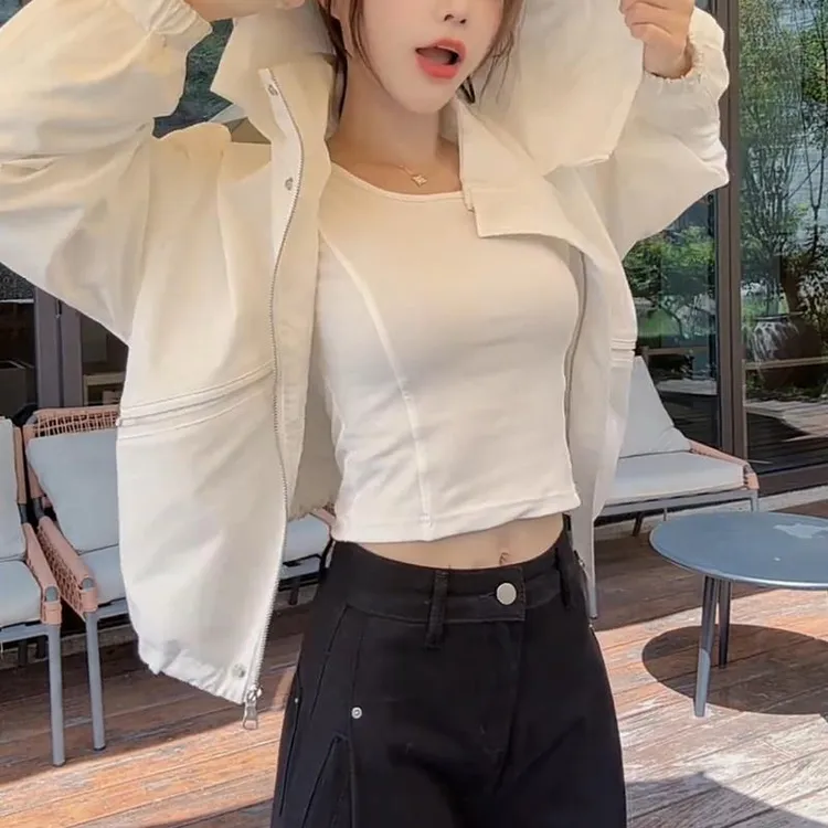 2025春秋季新款女士冲锋衣工装短外套设计感小个子休闲夹克上衣服