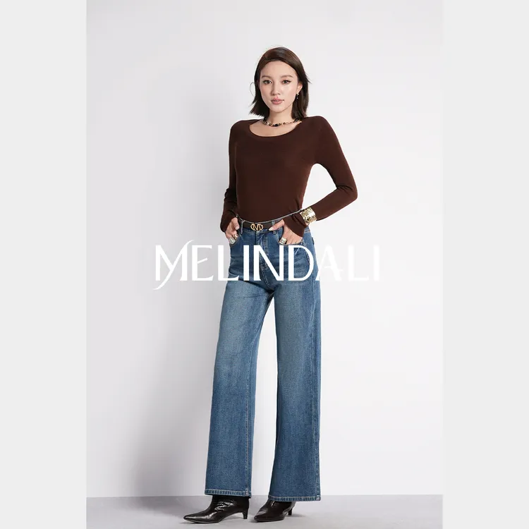 Melinda Li【型格丹宁】复古水洗高腰宽松直筒莱赛尔棉牛仔裤秋冬