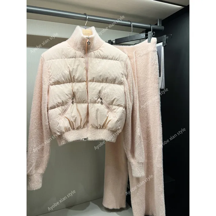 【AYOBE】小贤  韩女氛围感白鸭绒温柔针织套装