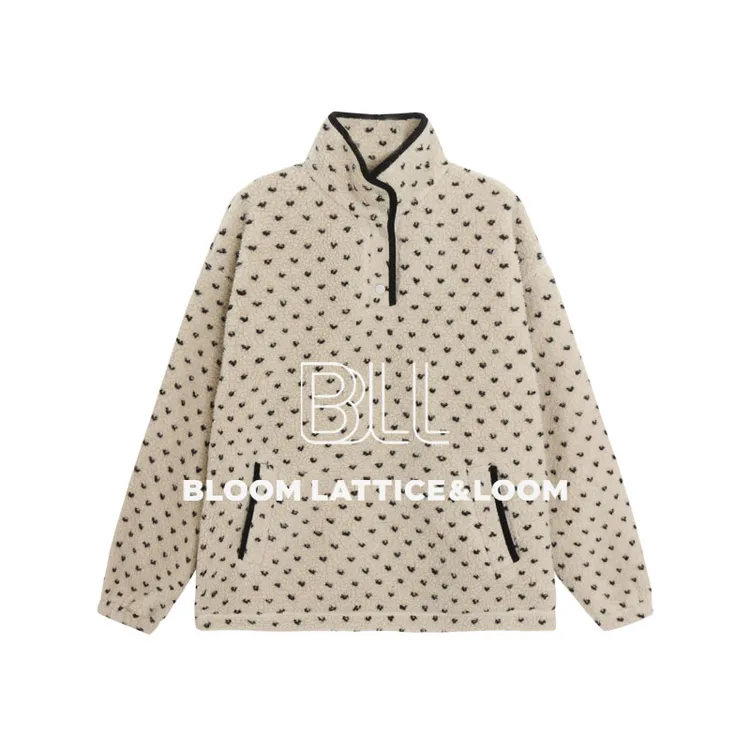 PCNY丨不理理「半糖剧场」通勤百搭摇粒绒波点撞色半开领毛绒外套