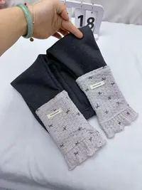 堆堆袜蝴蝶印花加绒打底裤