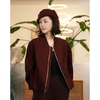 Y 【叭哒不惑】羊毛桑蚕丝休闲拉链夹克女宽松时尚百搭短外套