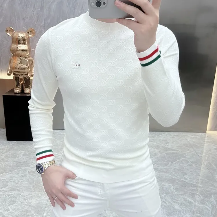 男士针织毛衣秋冬季新款高品质轻奢时尚修身百搭长袖针织打底衫