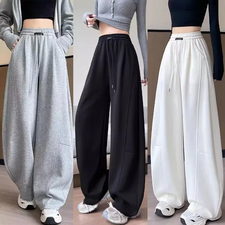 窄版香蕉阔腿裤女2025新款秋冬季宽松慵懒风弯刀卫裤休闲运动裤子