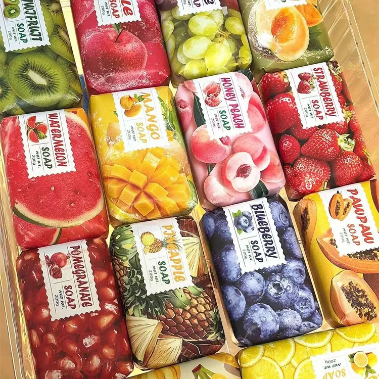 悦利加水果味香皂葡萄水蜜桃木瓜味肥皂洗澡洗手洁面香薰香氛皂