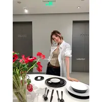THREE GOOOD/三吉纯色百搭衬衫重工翻领绣花棉麻衬衣Y725C01585