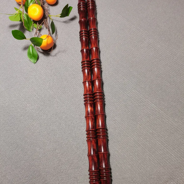 紫檀木精雕盘竹节棍把玩手把件健身武术棍