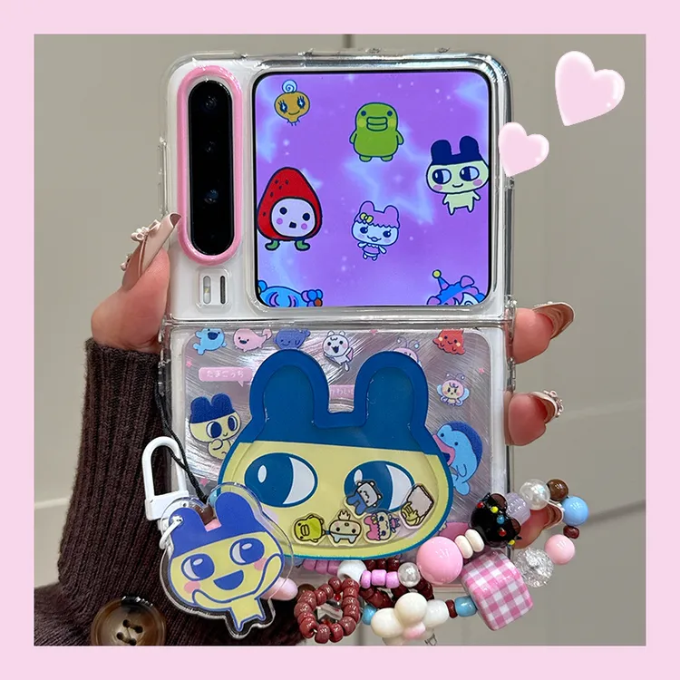 适用华为purax阔折叠屏手机壳卡通拓麻歌子pocket2羽纱摇摇乐支架