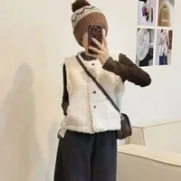 大妍小个子冬季韩系百搭简约保暖羊羔绒马甲8927