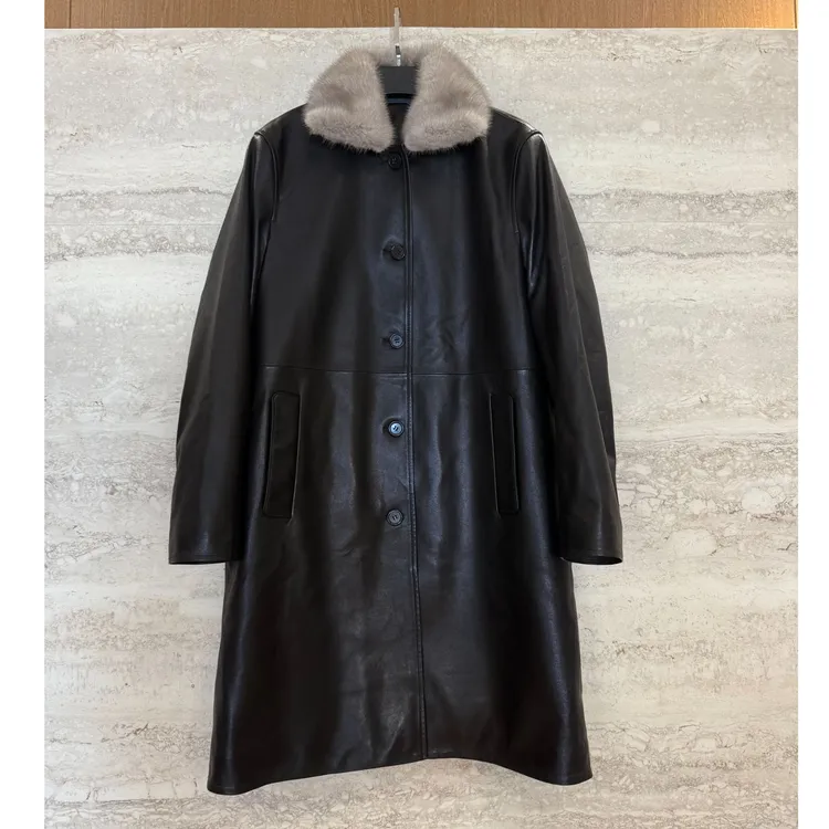 TANTAN 气质轻奢时尚中长款秋冬皮衣外套3818