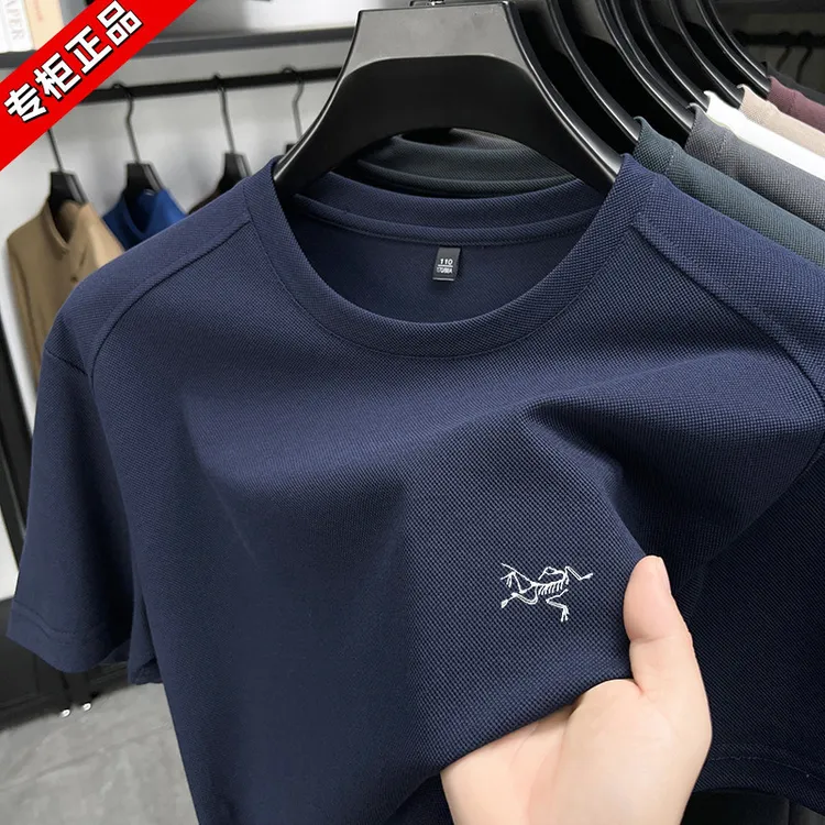 【奥特莱斯专区】正品彩羊刺绣鸟男士短袖t恤夏季高端圆领冰丝T恤