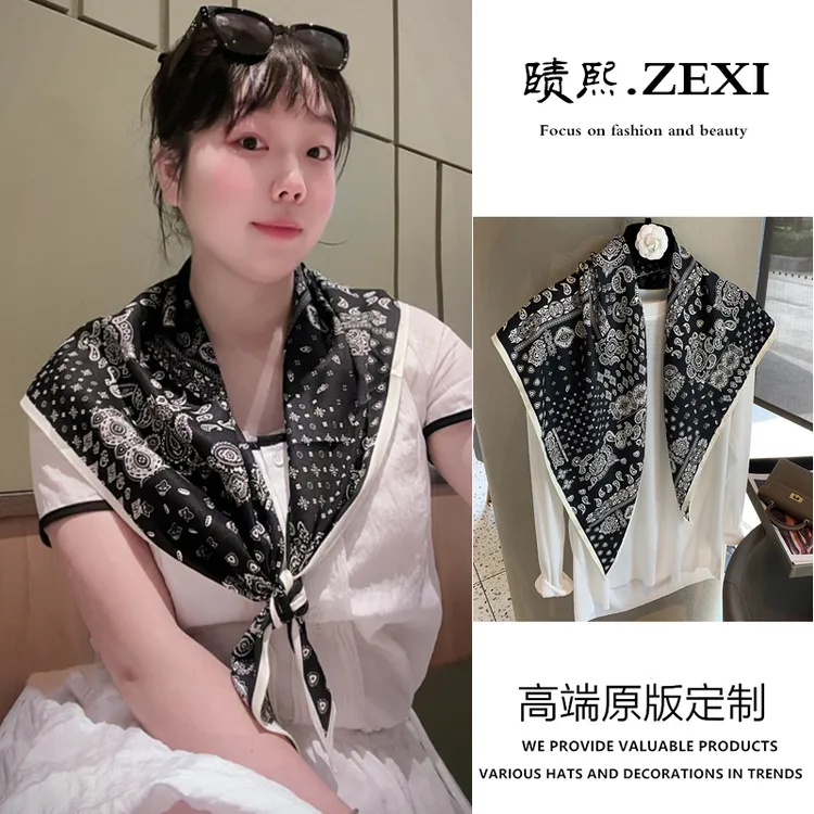 韩版气质腰果花薄款三角丝巾女春秋季百搭时尚披肩装饰领巾头巾潮