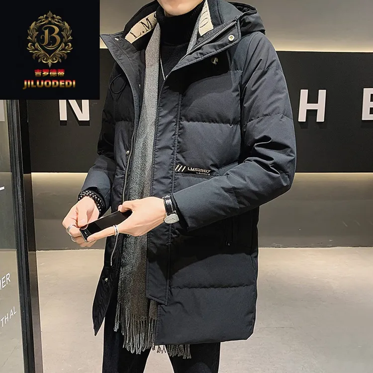 羽绒服男士冬季中长款2025年新款轻薄连帽上衣潮牌加厚外套男冬装