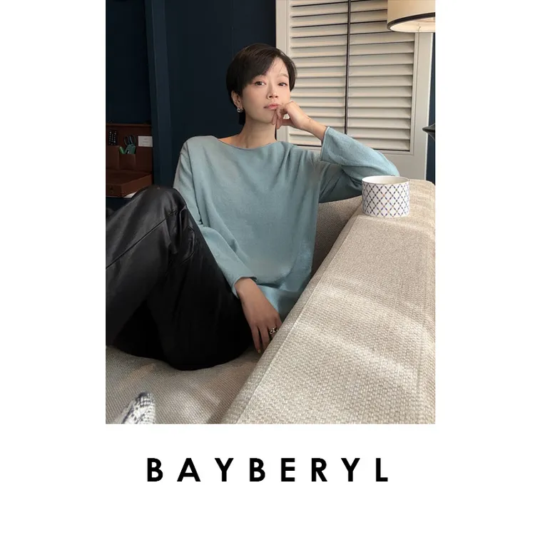 BAYBERYL老贝天鹅颈*气质船领瘦羊绒柔肤秋针织衫ZZS5H2103-9/27