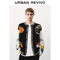 【HOT】UR2025秋季新款男潮流撞色拼接提花针织开衫UMV950026