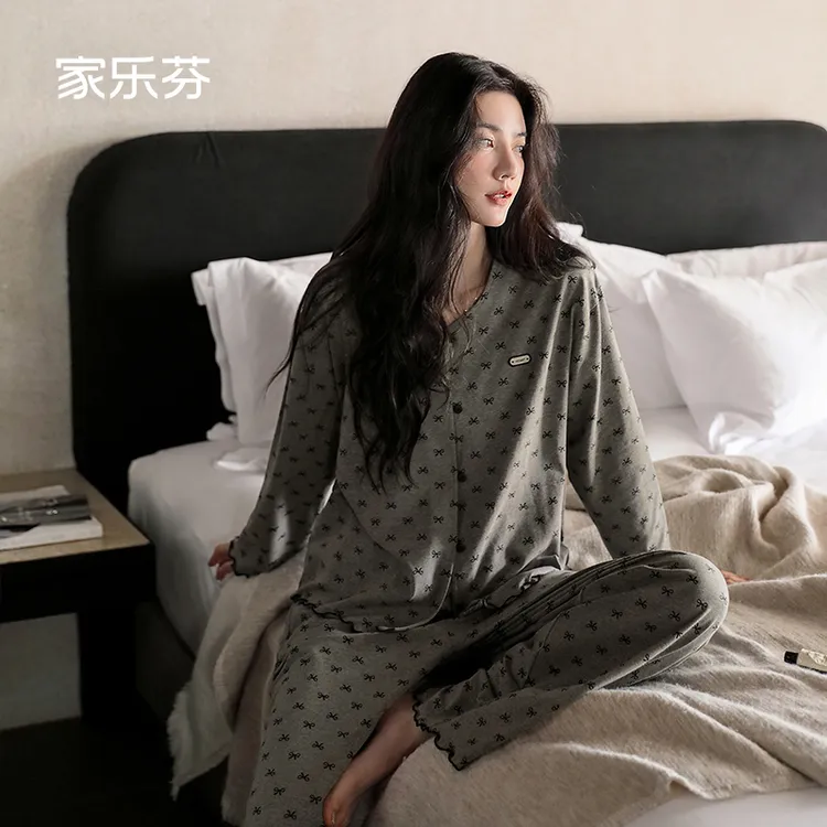 家乐芬秋季睡衣女款爆款2025新款可外出长袖长裤睡衣家居服蝴蝶结