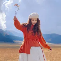 【董艺旅行穿搭】小蛮腰秋冬毛衣抽绳长袖中高领2025新款百搭针织衫
