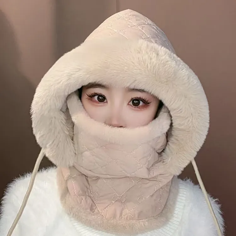 冬季骑车保暖帽子男女护耳加绒加厚防寒面罩围脖一体帽防风骑行帽
