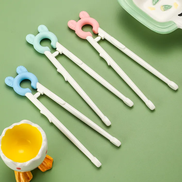 儿童回弹学习筷卡通兔熊辅助训练筷子幼儿园宝宝初学者吃饭练习筷