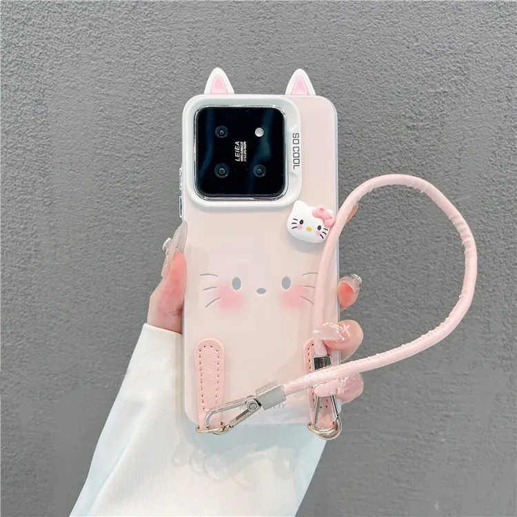 BANCA立体耳朵KT表情适用苹果16/15彩银手机壳华为vivo小米14oppo