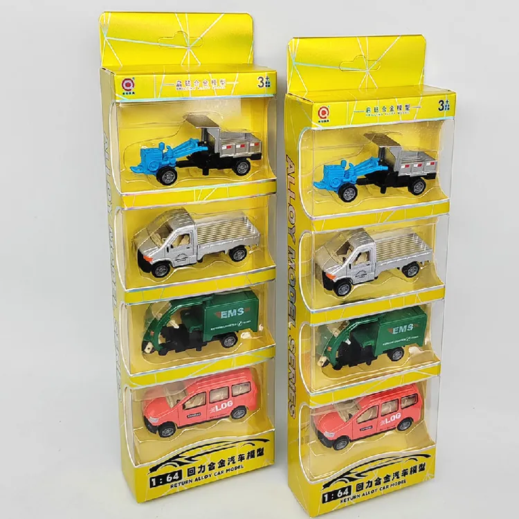 三轮车玩具套装1:64合金模型手扶拖拉机单排小货车面包车回力玩具
