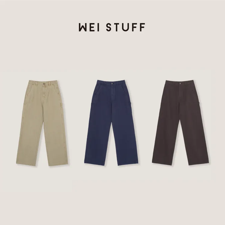 WEI STUFF“街头酷感”设计感工装直筒三色休闲牛仔裤 9792 .
